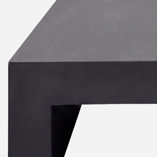 The Vignelli Table, Dark Grey, top edge and leg junction detail