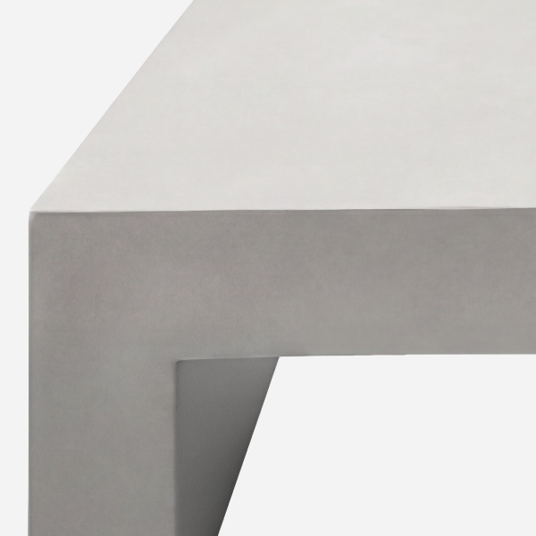 The Vignelli Table, Light Grey, top edge and leg junction detail
