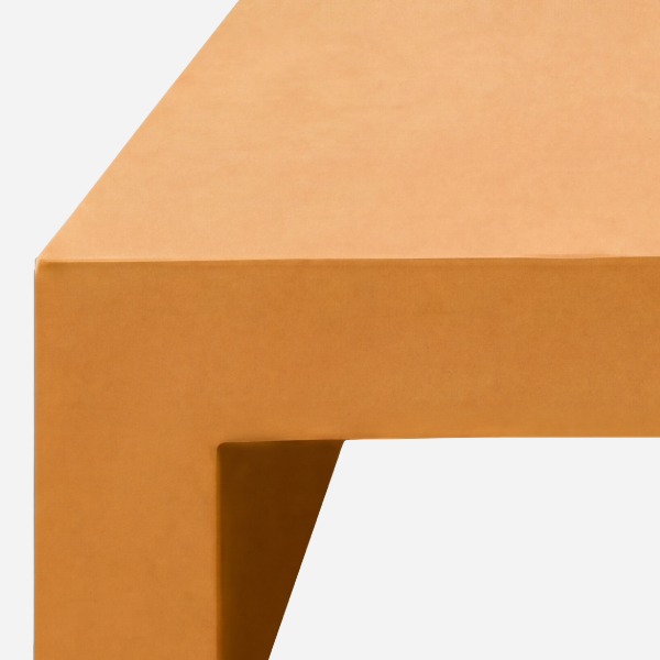 The Vignelli Table, Ochre, top edge and leg junction detail