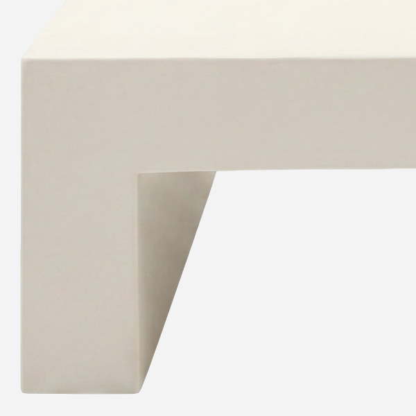 The Vignelli Table, White, top edge and leg junction detail