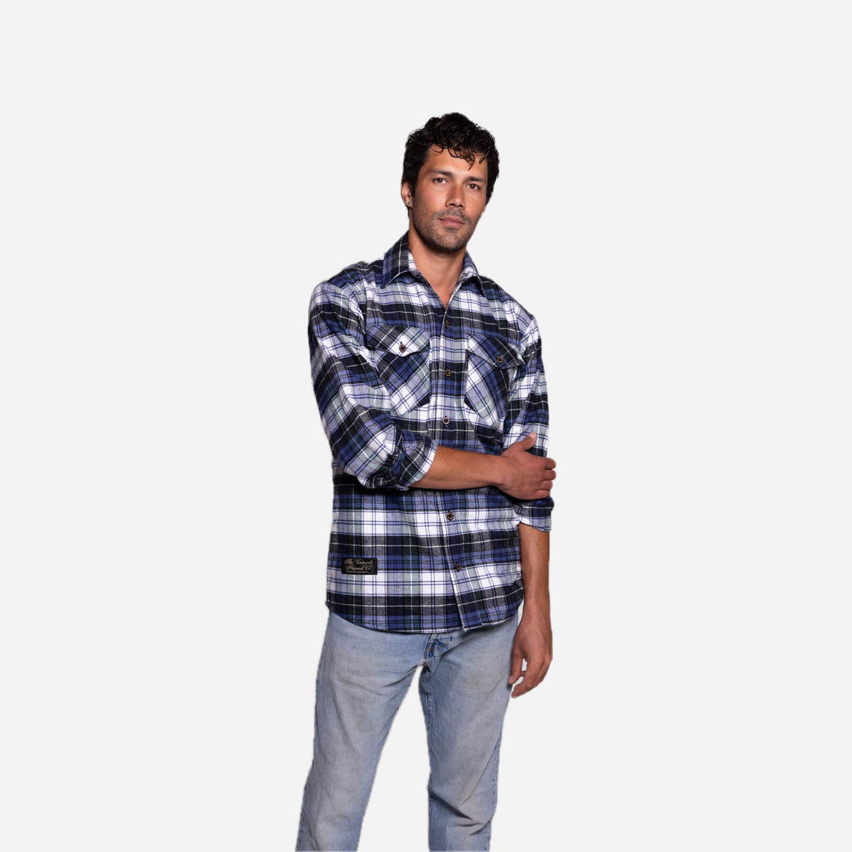 Vermont Flannel Men's Classic Flannel Shirt, Campbell, worn view