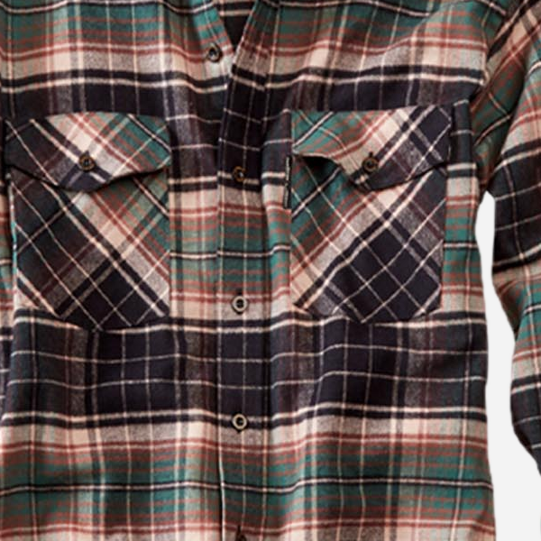 Vermont Flannel Men's Classic Flannel Shirt, Earth, fabric and construction detail