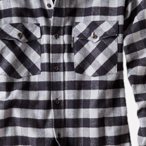 Vermont Flannel Men's Classic Flannel Shirt, Gray Buffalo, fabric and construction detail