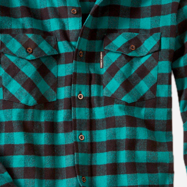 Vermont Flannel Men's Classic Flannel Shirt, Green Buffalo, fabric and construction detail