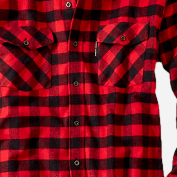 Vermont Flannel Men's Classic Flannel Shirt, Red Buffalo, fabric and construction detail