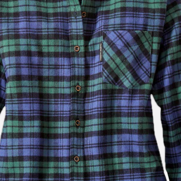 Vermont Flannel Women's Classic Flannel Shirt, Black Watch, fabric and construction detail