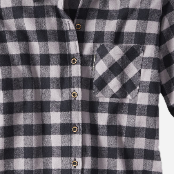 Vermont Flannel Women's Classic Flannel Shirt, Gray Buffalo, fabric and construction detail