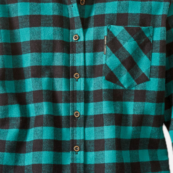 Vermont Flannel Women's Classic Flannel Shirt, Green Buffalo, fabric and construction detail
