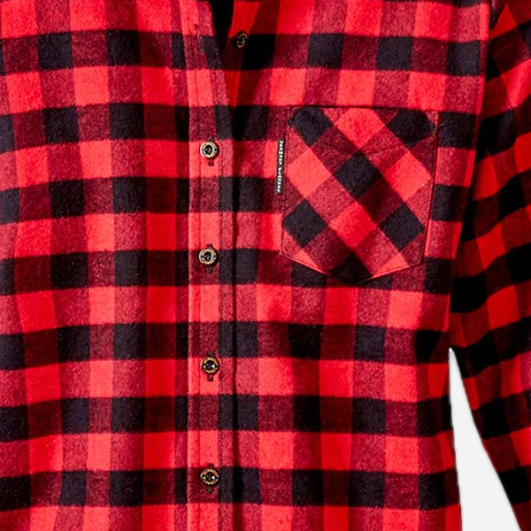 Vermont Flannel Women's Classic Flannel Shirt, Red Buffalo, fabric and construction detail