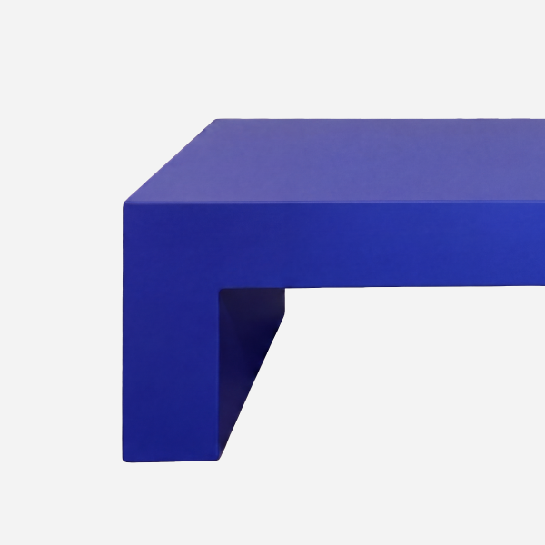 Vignelli Bench, Blue, top edge and leg junction detail