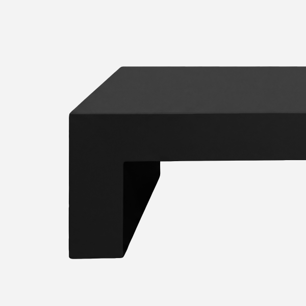 Vignelli Bench, Dark Grey, top edge and leg junction detail
