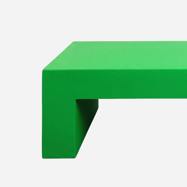 Vignelli Bench, Green, top edge and leg junction detail