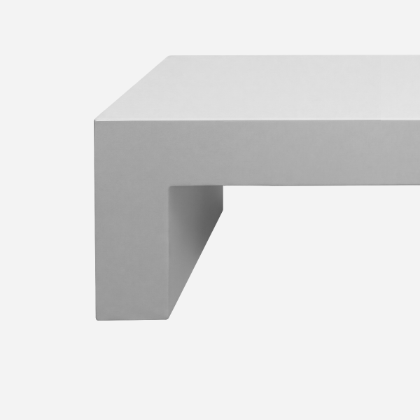 Vignelli Bench, Light Grey, top edge and leg junction detail