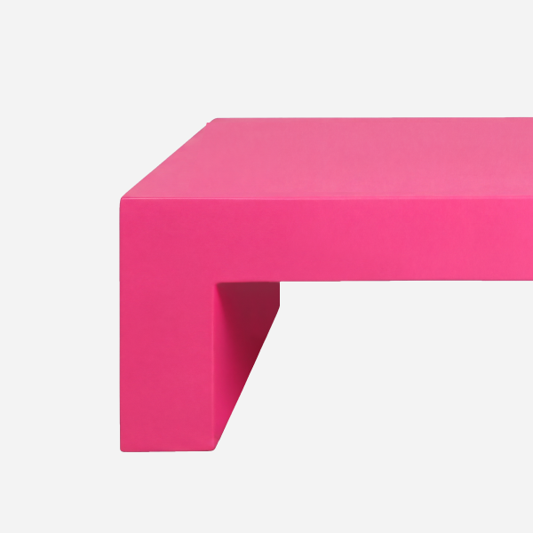 Vignelli Bench, Pink, top edge and leg junction detail
