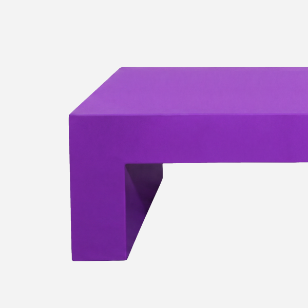 Vignelli Bench, Purple, top edge and leg junction detail