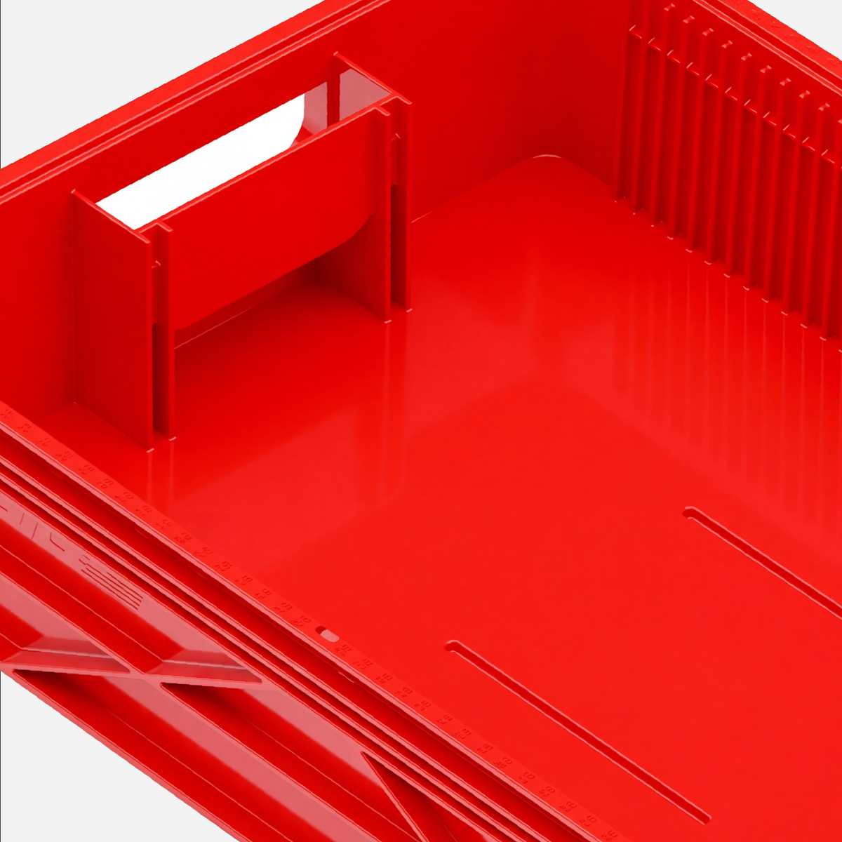 SidioCrate Quarter Size storage crate, Red interior detail