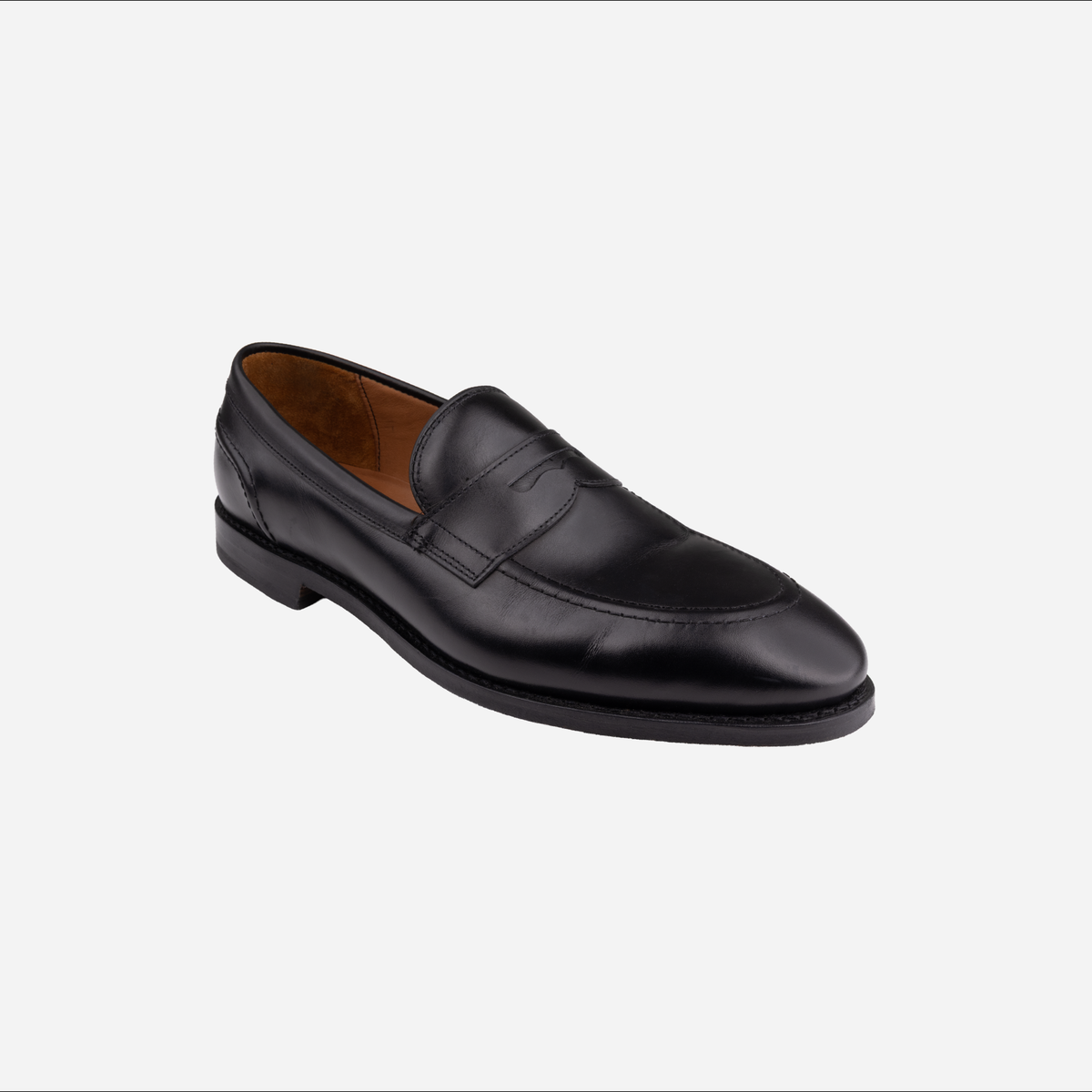 Allen Edmonds Randolph 2.0 Penny Loafer, Black Leather, three-quarter view