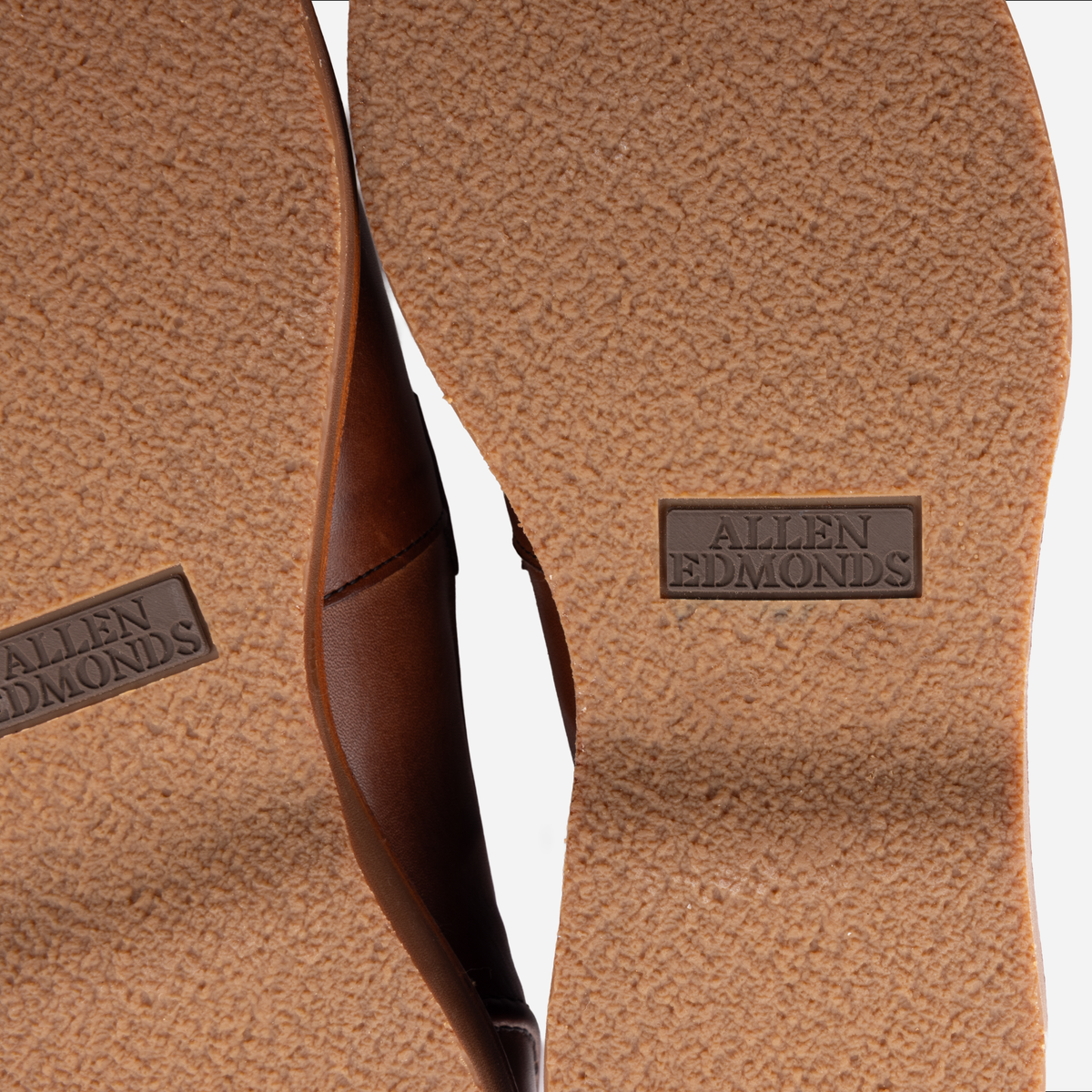 Allen Edmonds Randolph Verse Penny Loafer, Chili Leather, rubber sole texture detail