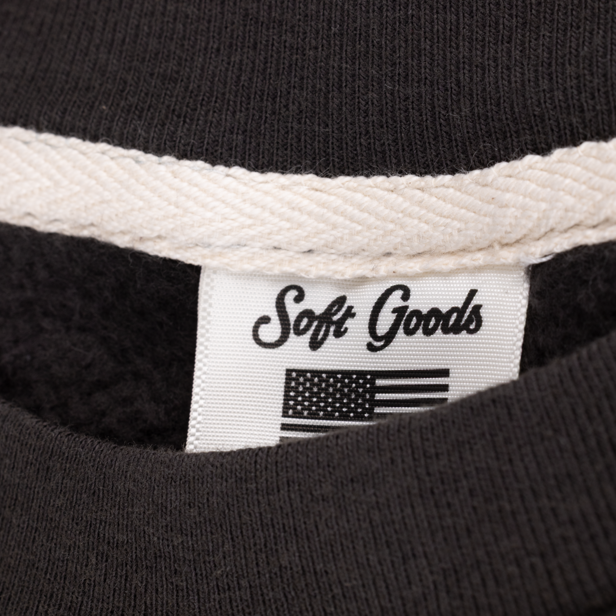 Core Crewneck — Vintage Black, knit detail