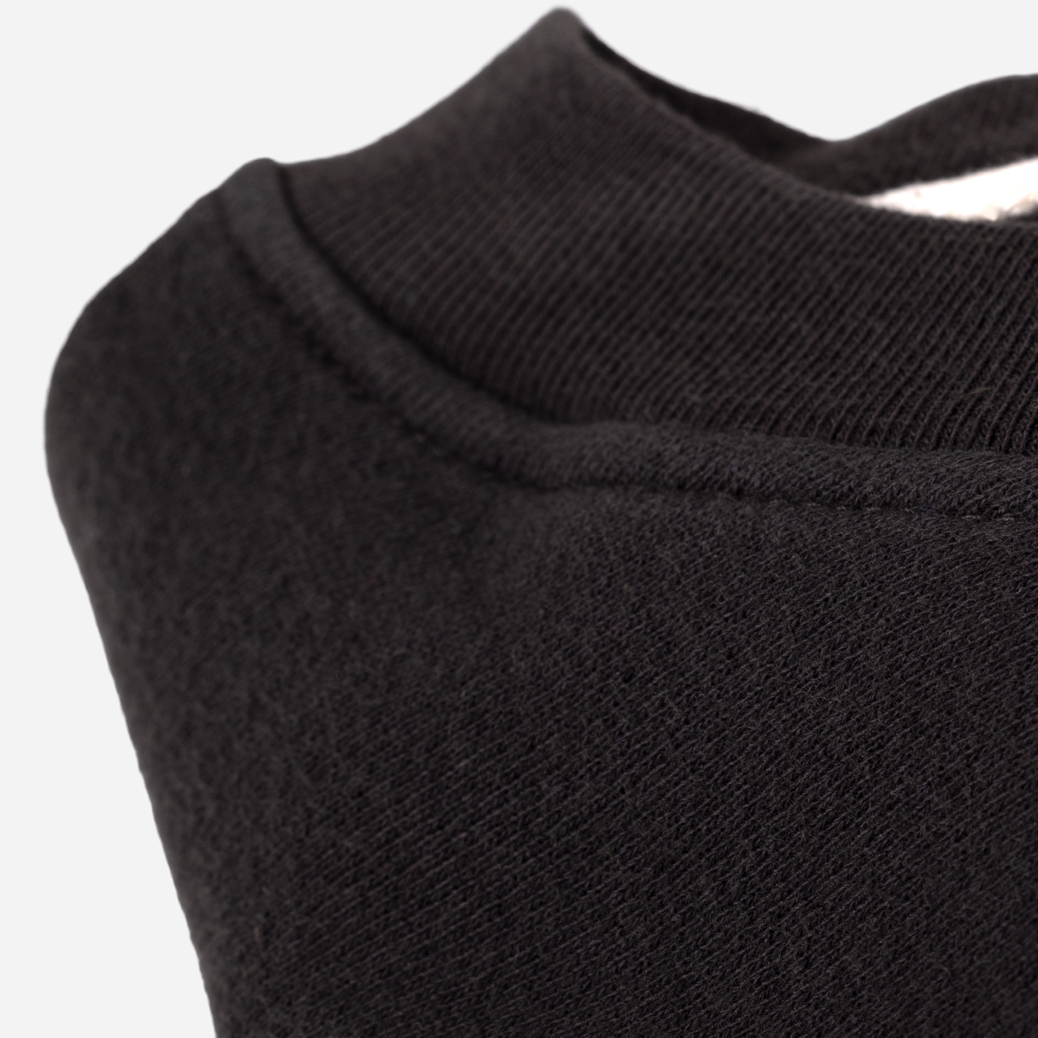 Core Crewneck — Vintage Black, cuff detail